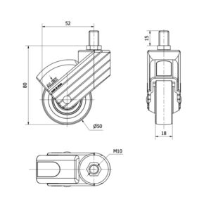 Rueda poliuretano giratoria  Alex diametro 80 mm. 1-0802 - Imagen 2