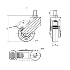 Rueda poliuretano giratoria  Alex diametro 80 mm. 1-0803 - Imagen 2