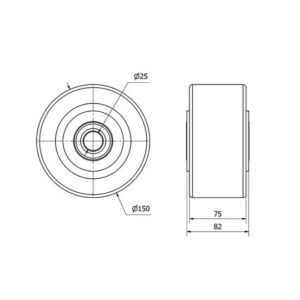Rueda poliuretano aro suelto  Alex diametro 150 mm. 2-0598 - Imagen 2