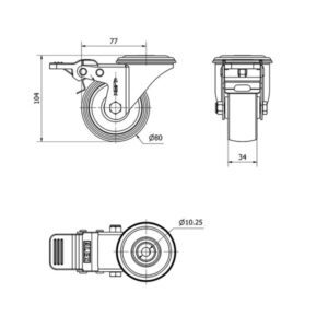 Rueda poliamix giratoria Alex diametro 80 mm. 2-0123 - Imagen 2