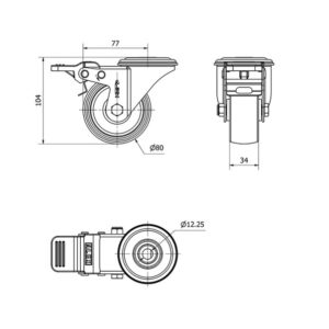 Rueda poliamix giratoria Alex diametro 80 mm. 2-0125 - Imagen 2