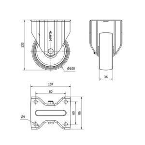 Rueda poliamix fija Alex diametro 100 mm. 2-0131 - Imagen 2