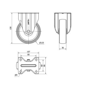 Rueda poliamix fija Alex diametro 125 mm. 2-0136 - Imagen 2