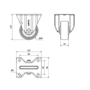 Rueda poliamix fija Alex diametro 80 mm. 2-0150 - Imagen 2