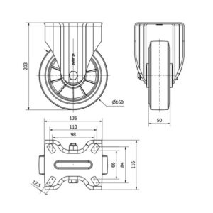 Rueda goma fija Alex diametro 160 mm. 2-0397 - Imagen 2