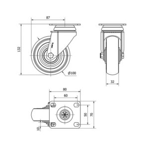 Rueda goma giratoria Alex diametro 100 mm. 2-5251 - Imagen 2