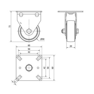 Rueda poliamida negra fija Alex diametro 50 mm. TW0316 - Imagen 2