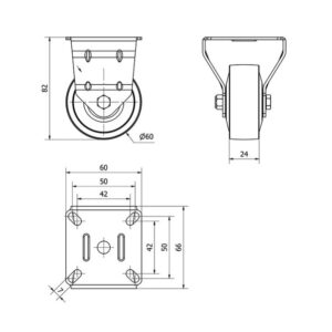 Rueda poliamida negra fija Alex diametro 60 mm. TW0317 - Imagen 2