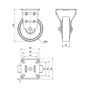 Rueda poliamida negra fija Alex diametro 80 mm. TW0318 - Imagen 2